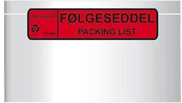Docustick Standard paklijstas m/opdruk C65 225 mm x 122 mm